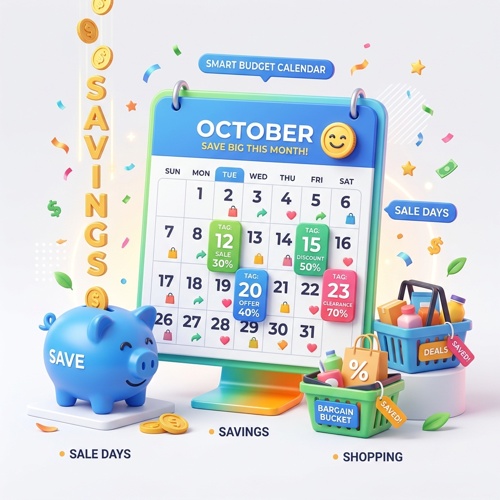 3D illustration representing smart budget shopping clearance cycles